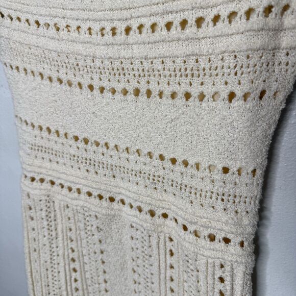 Zara Ivory Openwork Knit Dress Short Sleeve  Spring Fit & Flare Women’s Small - Picture 5 of 10
